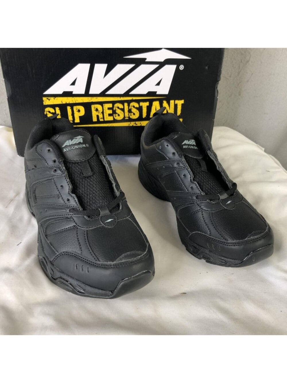 Avia Avi-Union II Shoes Mens Size 9.5 Black Slip Resistant Work Sneaker Wide 4E